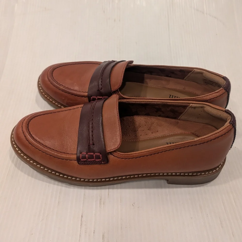 COBB HILL Janney Tan Leather Penny Loafers Women's Slip On Shoes Size 9